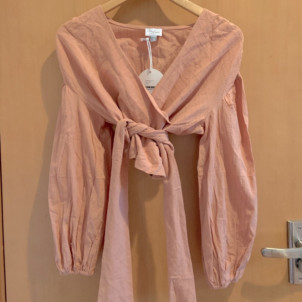 Aiyana nude wrap blouse